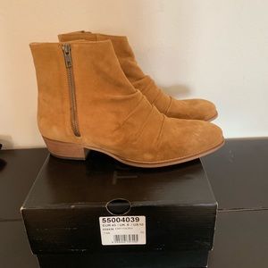 Topman Tan Suede Chelsea Boots Sz 10 east folded